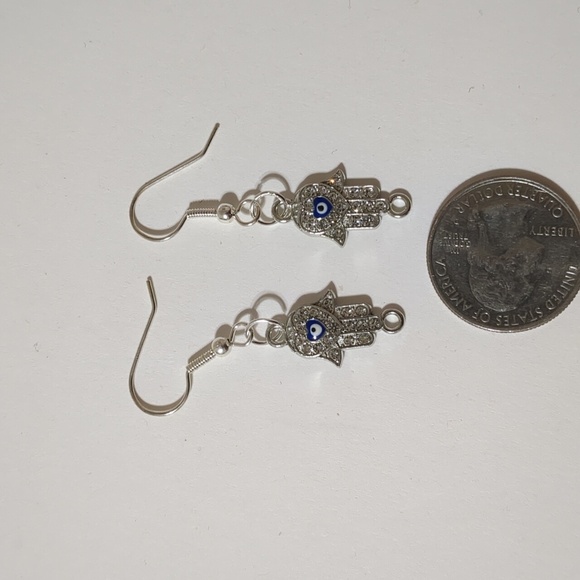 Evil Eye 2 earrings navy blue - Picture 3 of 5